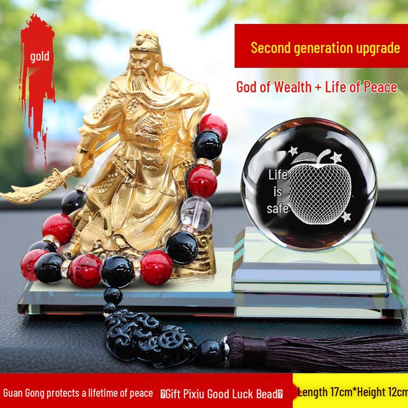 Ozdoba Buddy do wnętrza samochodu - Guan Gong Bóg Bogactwa dla Pokoju i Ochrony