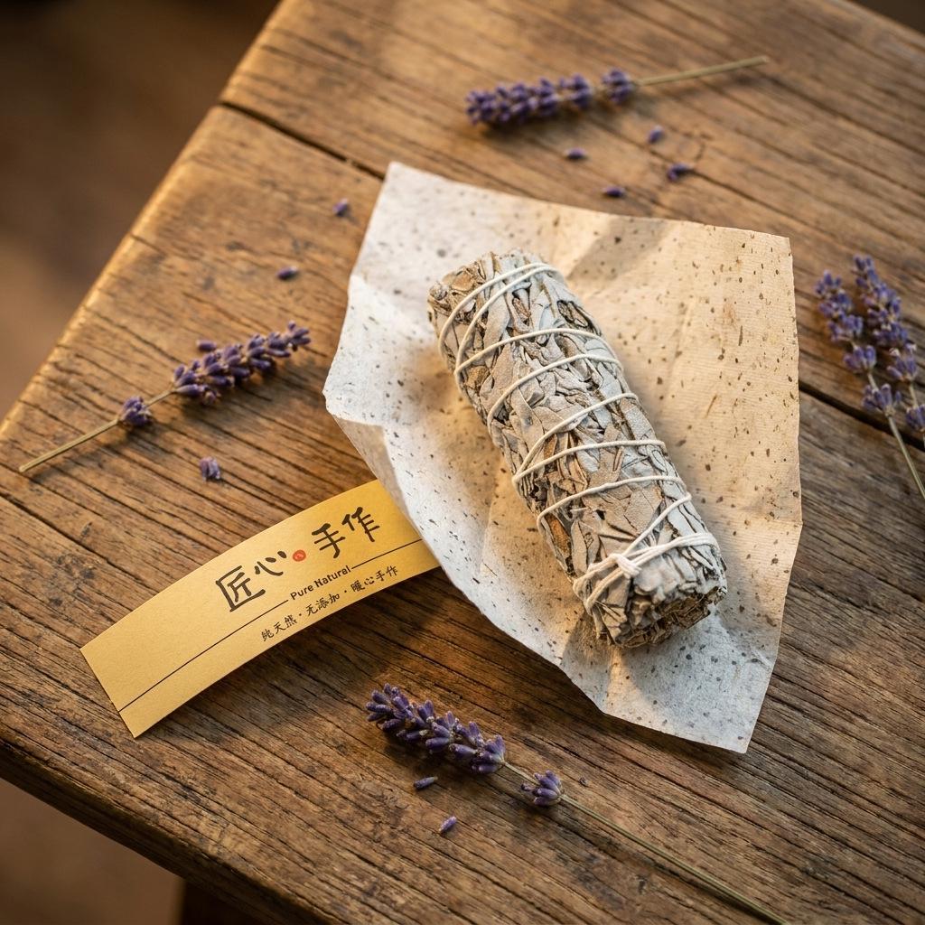 US White Sage & Blue Sage Incense Sticks for Purification with Palo Santo & Dried Flowers Sandalwood Palo Santo 50g