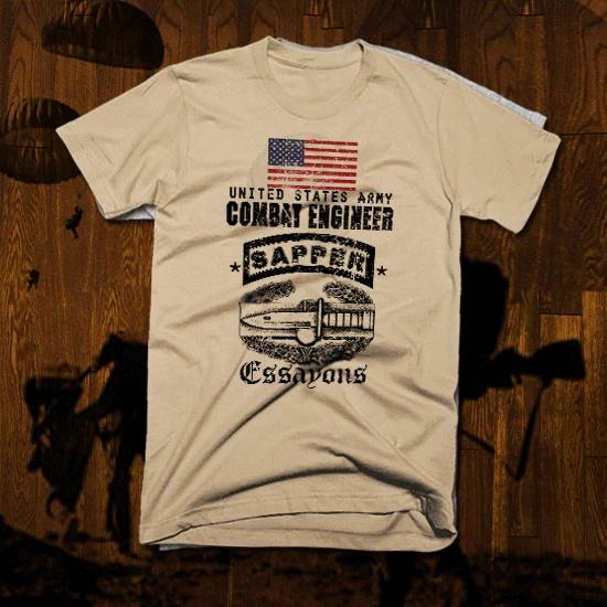 Combat Engineer T-Shirt Army Sapper Lead The Way Military Combat Veteran New tee 4XL