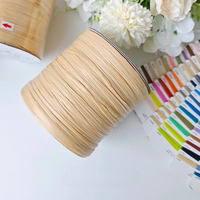 600M Raffia Strohgarn Häkelgarn für DIY Stricken Sommerstrohhut Handtaschen Kissen Handgeflochtenes Strohgarn