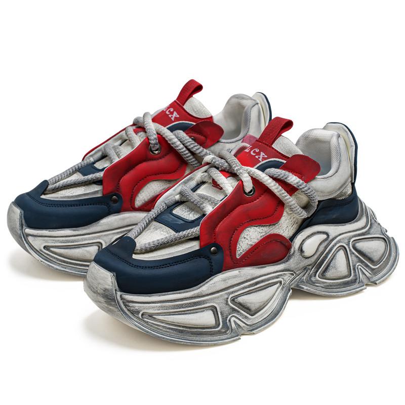 Men's Thick Soled Casual Sports Shoes for Autumn and Winter Fashionable and Trendy Graffiti Tie Up Men's and Women's CasualShoes