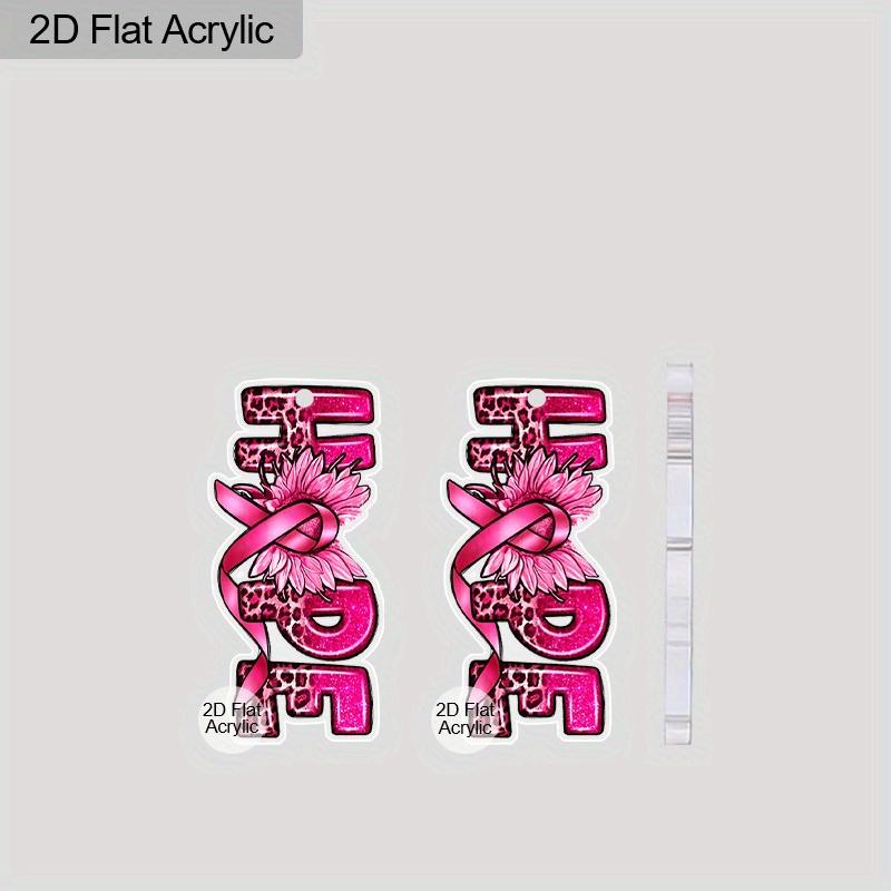 2D Flat 1Pair HOPE Blessing Breast Cancer Day Earring Acrylic Painting Earrings Jewelry for Women Female