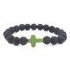 In Stock Multi-Color Lava Stone Cross Bracelet