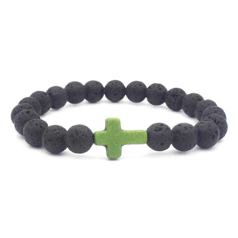 In Stock Multi-Color Lava Stone Cross Bracelet