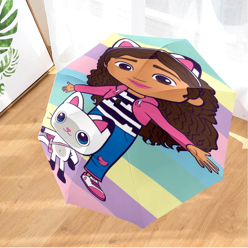 Colorful Friends Dollhouse Umbrella Folding Umbrella, Automatic Umbrella 8-Frame for Travel, Camping Use Gift for Halloween Christmas