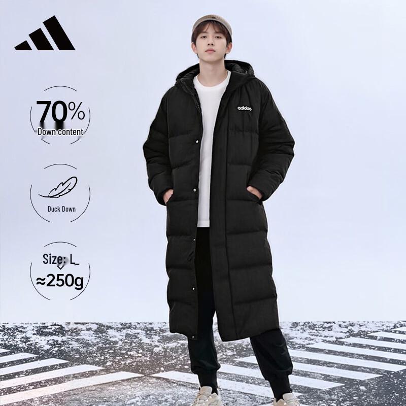Adidas Unisex Long Hooded Down Jacket