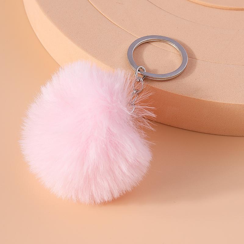 Cute Soft Fluffy Ball Keychain Plush Faux Rabbit Fur Key Ring Pendant for Women Girls Handbag Decor DIY Jewelry Gift