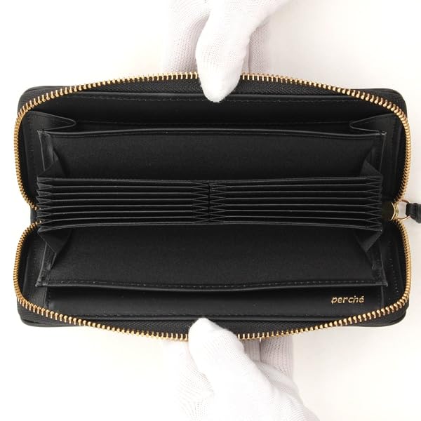 Perke Leather Mesh Bellows Card Holder Long Wallet 08-06-04062 Women's PI