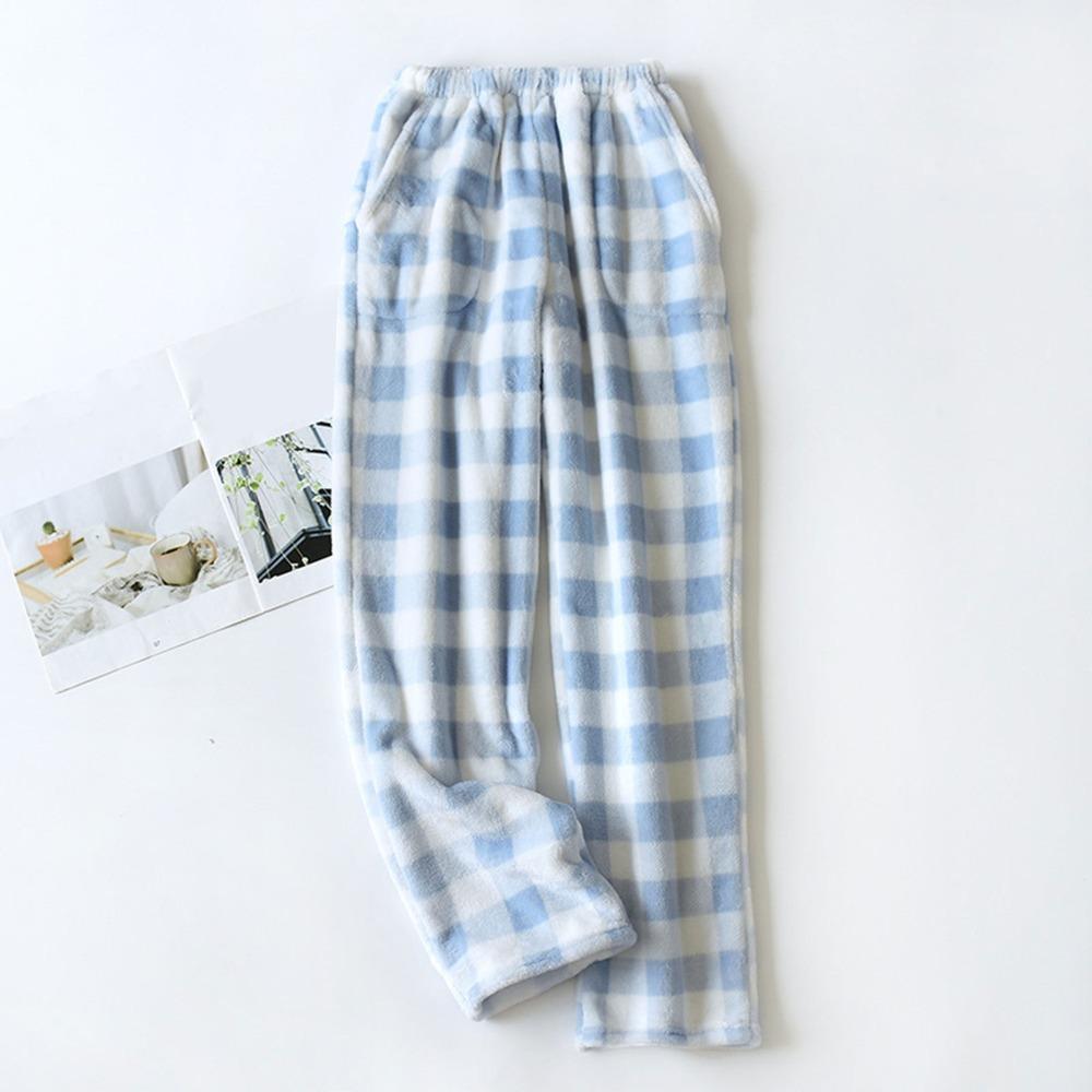 Women's Elastic Waist Plaid Fleece Pajama Pants Loose Fit Sleep Pants For Loungewear