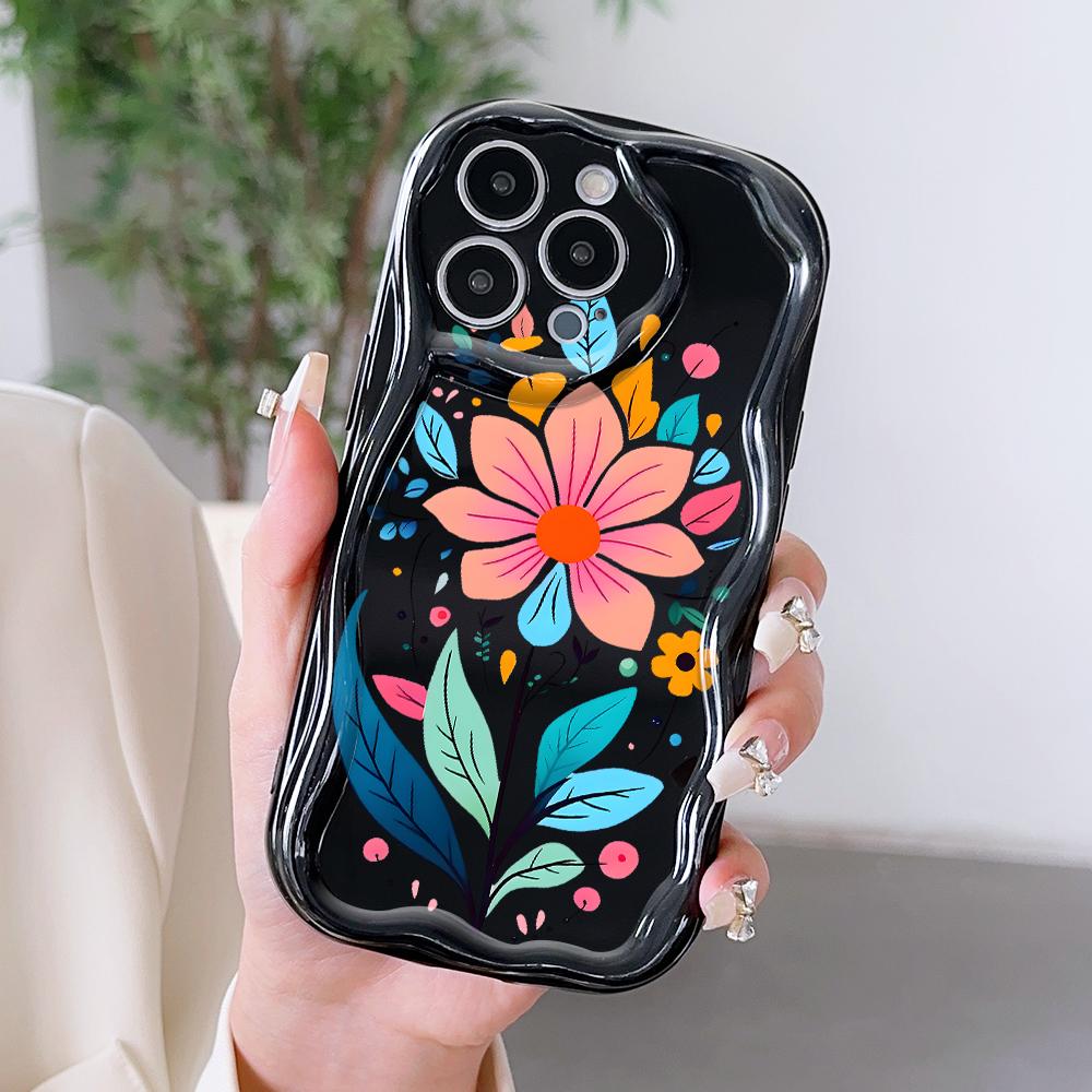 Carcasă cu textura cremă cu model de desene animate, cu margine ondulată, husă din silicon moale pentru telefon pentru OPPO Reno Realme OnePlus Vivo