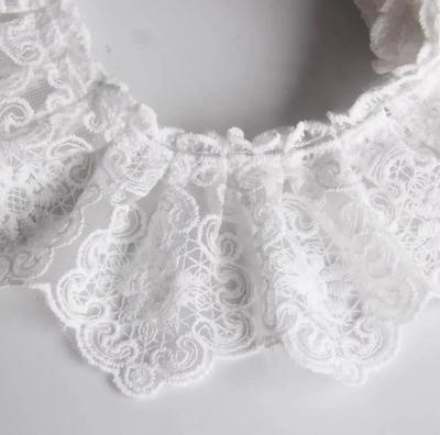 1Yard/lot(0.9meters) 7.5cm Wide New European Style Mesh Embroidery Lace Pleated Dress Clothing Accessories