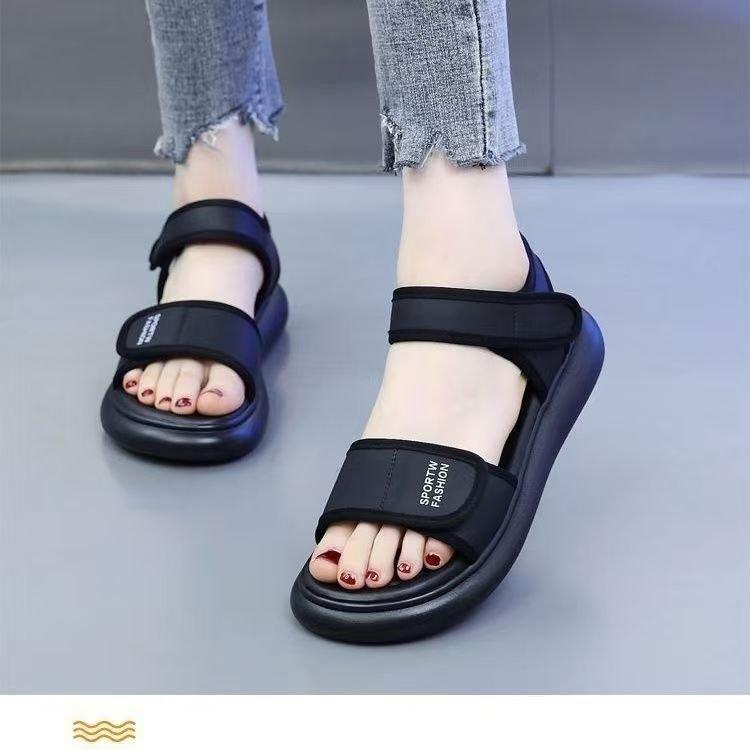Sports Sandals Women's 2025 Summer New Flat-bottomed Soft-soled Non-slip Travel Beach Shoes Running Velcro Casual Shoes