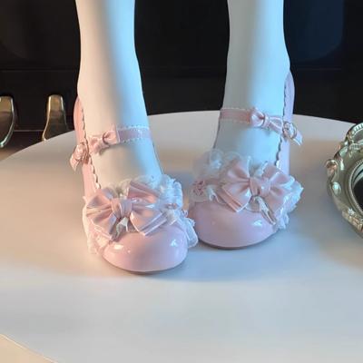 Throbbing Love Poem Original Lolita Round Head Lace Three Pits Versatile Small Leather Shoes Daily Soft Girl Cute Student Lo Shoes