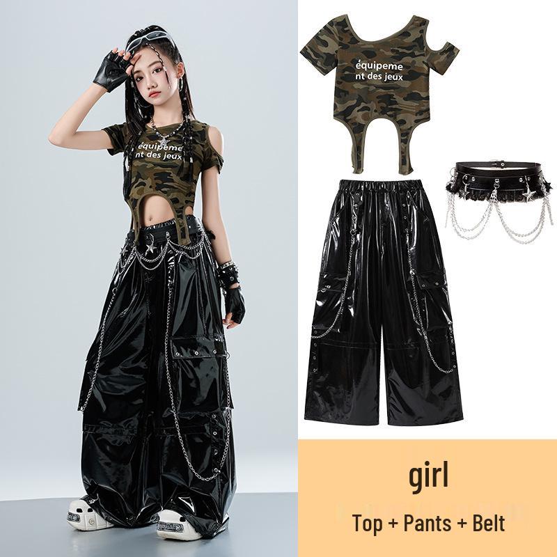 Trendiges Jazz-Crop-Top für Mädchen: Modisches Hip Hop Street Dance Performance Kostüm
