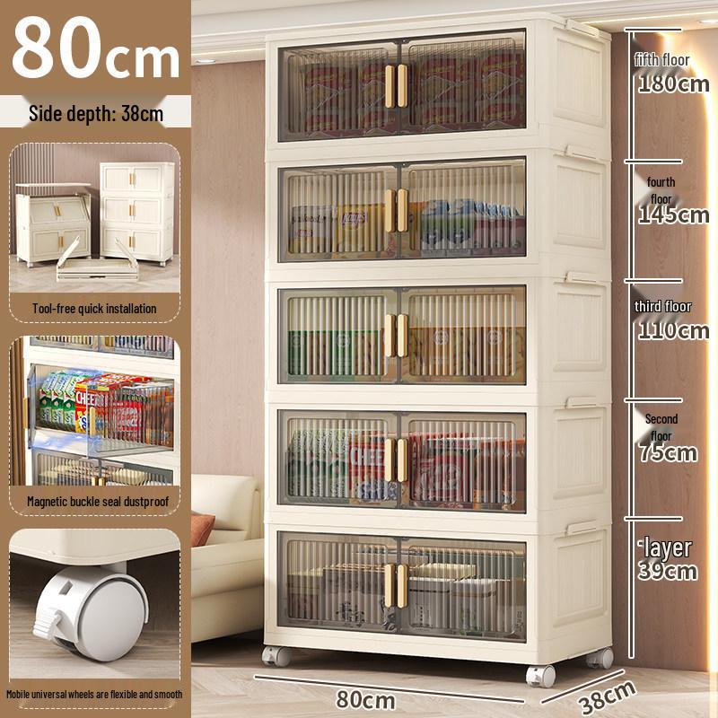 Folding Multi-Layer Plastic Storage Cabinet for Bedroom & Living Room