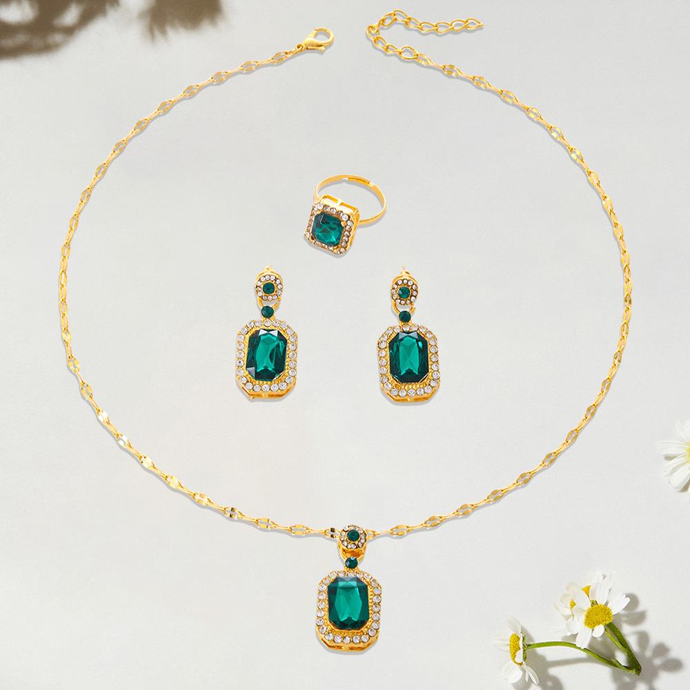 4-piece Women's Zircon Set, Fashionable Casual Necklace Bracelet Earring Set, Suitable for Daily Wear, Friend Holiday Gift