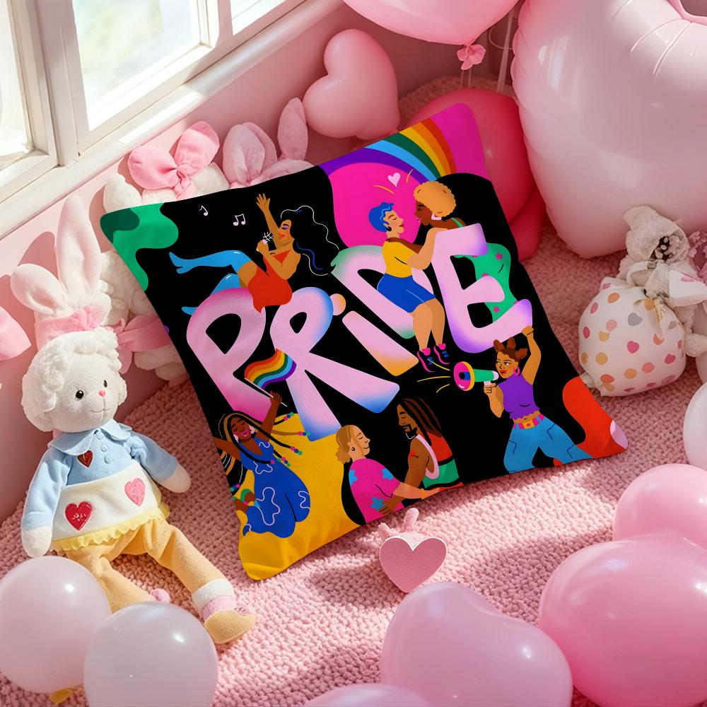 Fashin Pride Month Pillow Case Soft Plush Fabric Double-Sided Printed Cushion Cover Warm Winter Sofa Pillow Case