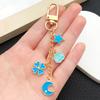 European-American Drip Oil Blue Star & Four-Leaf Clover Keychain Pendant