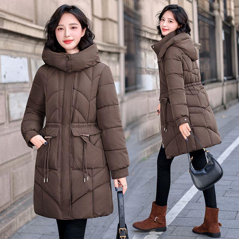 Fashionable, Slimming and Form-fitting Cotton-padded Jacket for Women Winter, Thickened Mid-length Coat