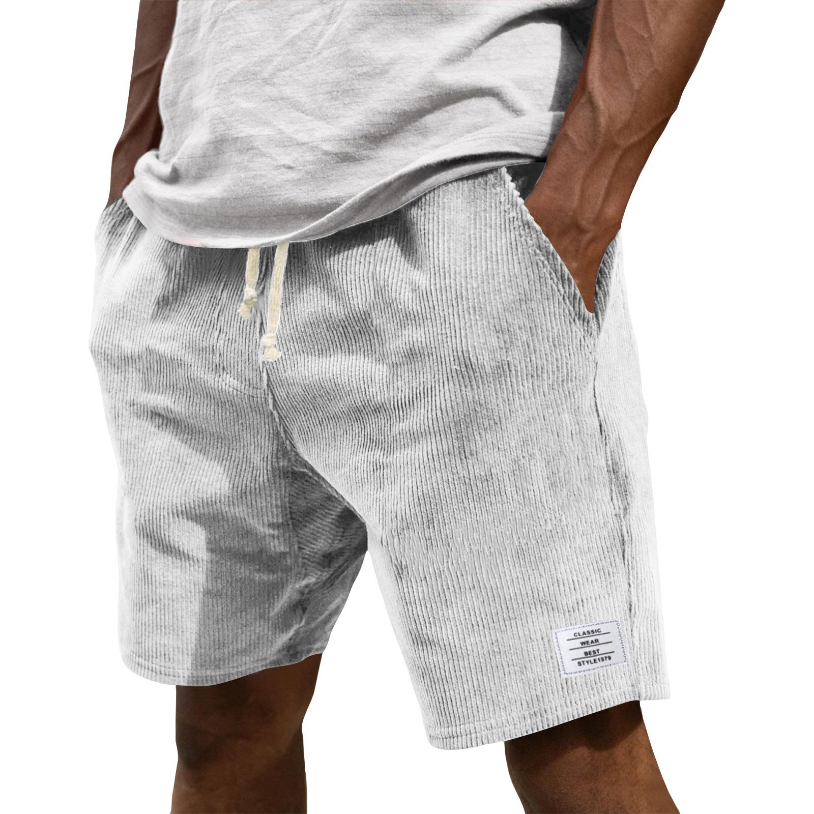 Sdwen Casual zomershorts voor heren, modieuze sportieve shorts met textuur. XXL wit