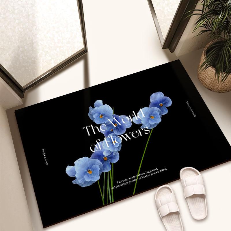 Bathroom soft diatom mud absorbent mat bathroom bathroom floor mat black dirt-resistant shower room anti-drop mat