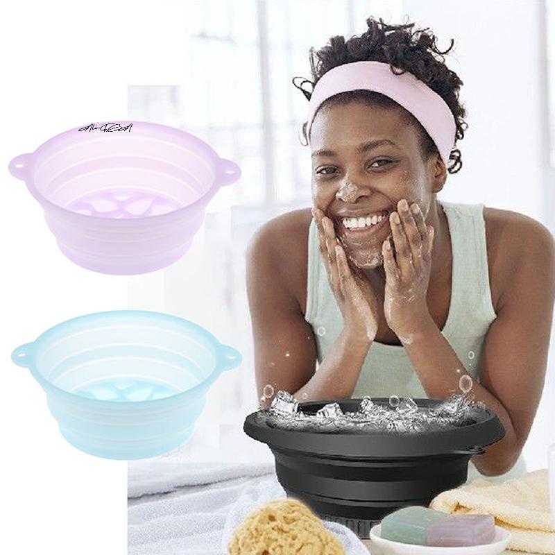 Foldable Silicone Face Ice Bath Bowl Portable Travel Plunge Wash Basin for Home Skincare Portable Facial Cold Therapy Basin