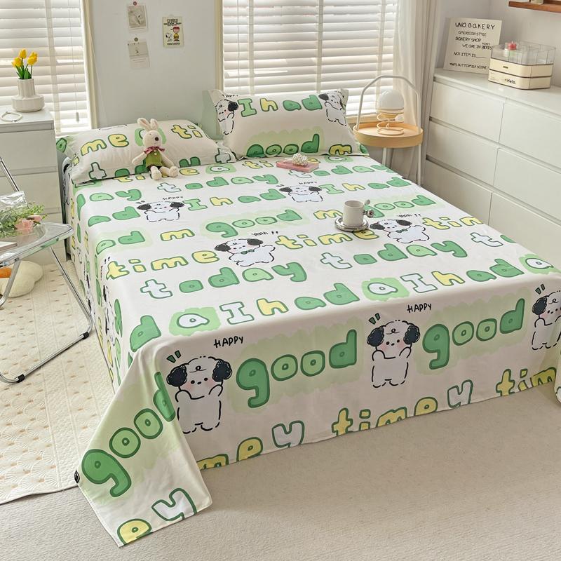 1 buc cearșaf de pat din bumbac 100% cu animale din desene animate lenjerie de pat dublu superior pentru fete, băieți, copii