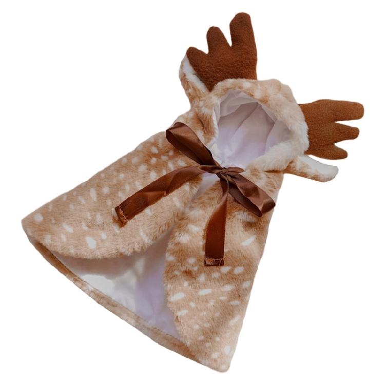 Dog Cloak Dress Up Costume Photo Props Pet Cap Soft Horn Reindeer Cloak