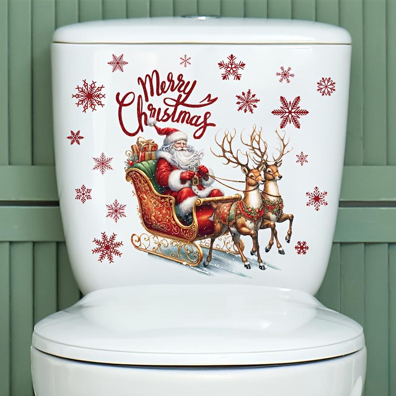 1sheets Cartoon Santa Claus Toilet Sticker Removable PVC Holiday Decoration for Bedroom Nursery Bathroom Toilet Decorat Stickers
