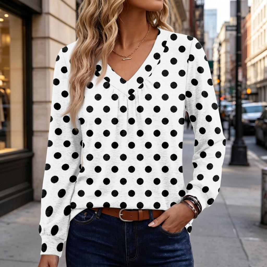 Damen Retro Bedruckte Baumwollähnliche Bluse für Lässige Tägliche Kleidung