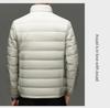 Men's Lightweight Stand Collar Down Jacket - Warm, Trendy, Versatile, Casual Dad Style, Winter Coat with 90% White Duck Down.