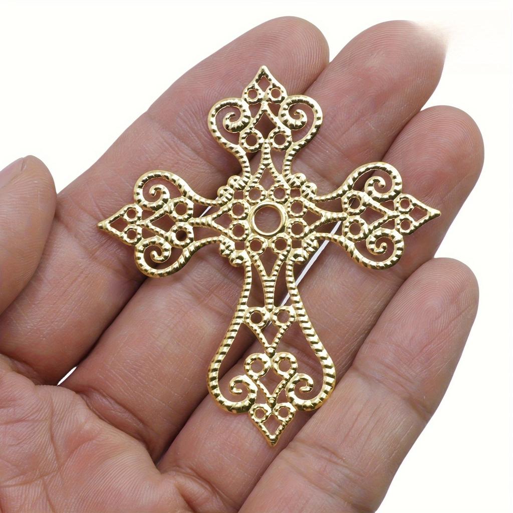 30pcs Vintage Hollow Floral Cross Embellishments - 55x60mm Cast Iron DIY Scrapbooking Corner Decorations - For Crafting & Scrapbooking Enthusiasts