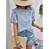 Women's Fashion Casual Summer Spring Flower Pattern Print Short Sleeve Blouses & Shirts