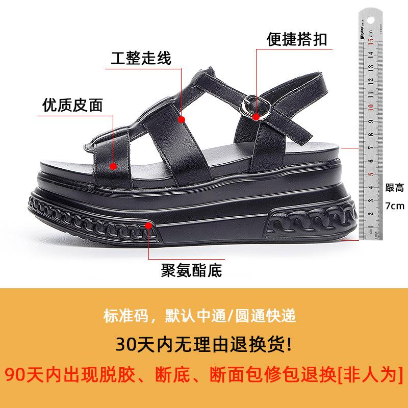 Sandal Girl 2025 New Outer Wear Fairy Style Muffin Hole Shoes Platform Korean Version Ins Trend Roman Cowhide