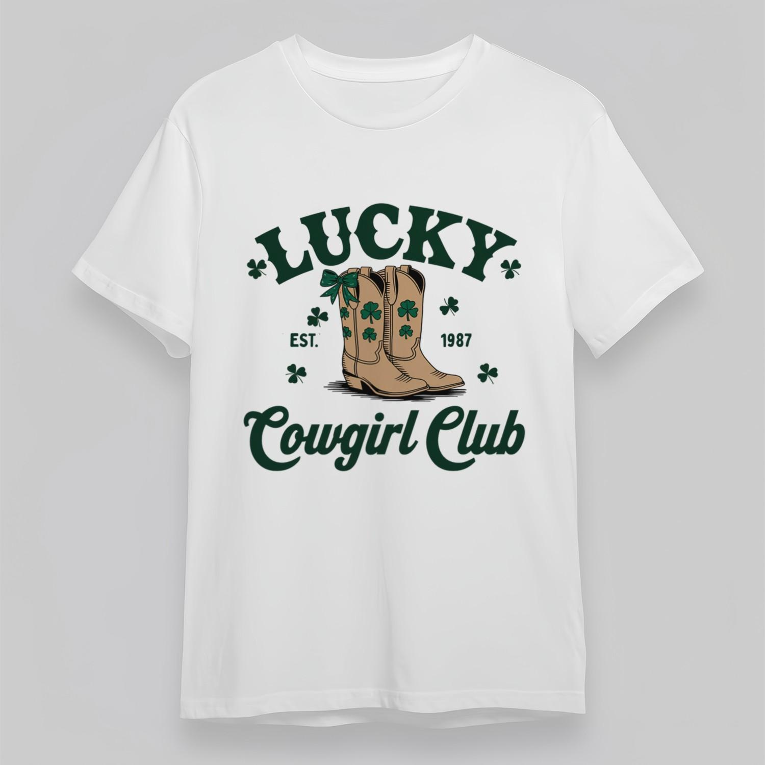 Women s Plus Size Soft Classic T-Shirt Mens Womens Tees Top Lucky Cowgirl Club Western Boot Print Tee 3XL