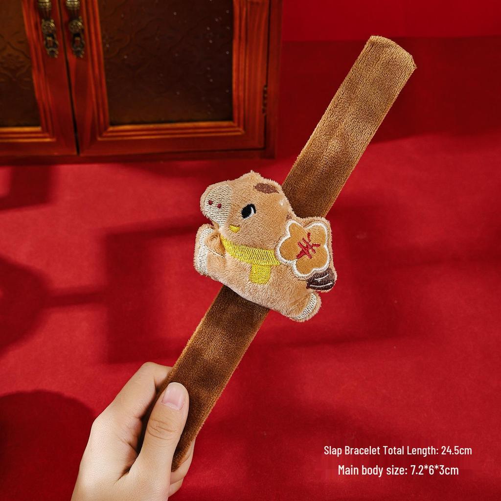 Christmas Cartoon Plush Snap Bracelet Doll - Stuffed Toy Wristband for Children's Christmas Eve Gift