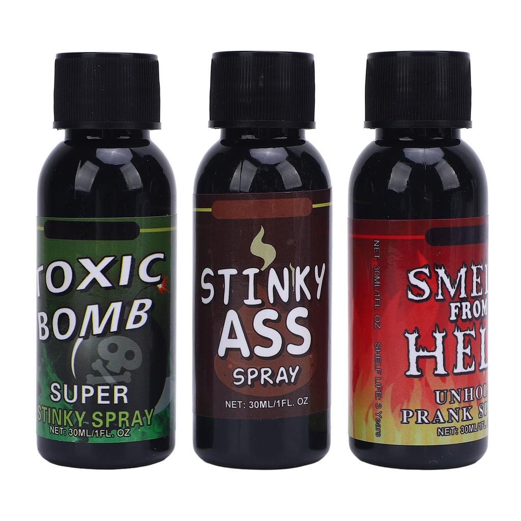 3 adet 30ml Osuruk Spreyi Şaka Kompakt Taşınabilir Koku Spreyi Komik Koku Eğlence Bombası Partiler ve Etkinlikler için