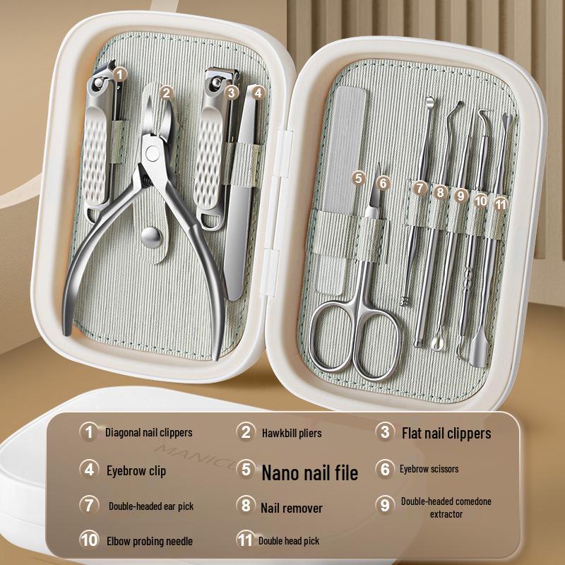 Premium Stainless Steel Manicure & Pedicure Tool Set with Tweezers and Nail Clippers
