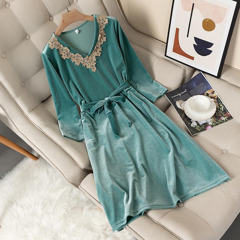 Velvet Pajamas Women's Pajamas V-neck Nightgown Velvet Pajamas Pajamas New Underwear Home Clothes