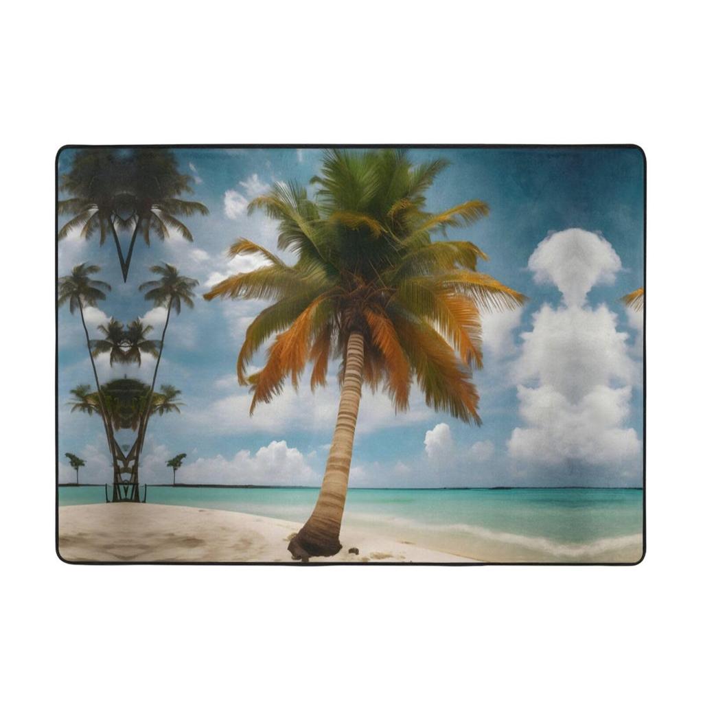 Hawaiian Beach Palm Tree Carpet Ocean Beach Area Rug Tropical Sea Sunset Floor Mat Living Room Home Indoor Mat Bathroom Doormat
