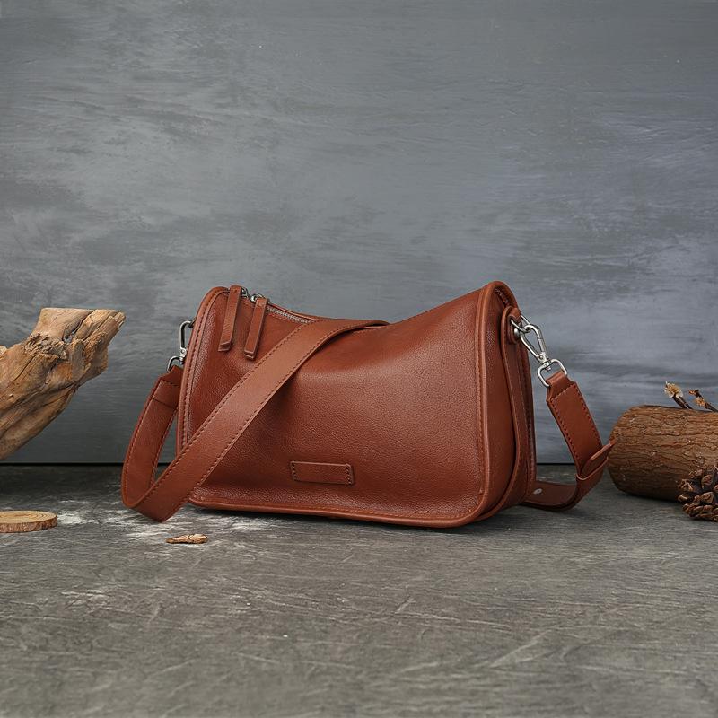 

Унісекс Повсякденна Сумка-кросбоді з натуральної шкіри на одне плече кавовий