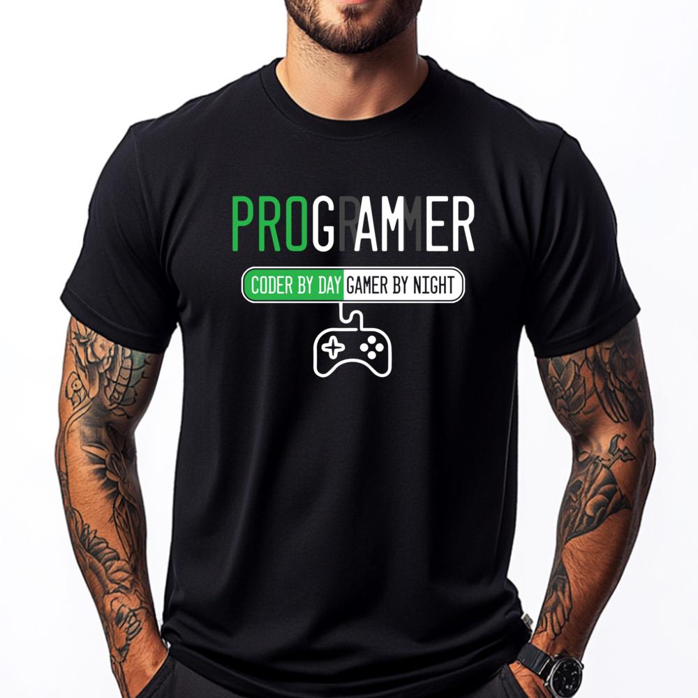 

Programmer Coder Code Day Night Gamer Console Computer Cute Oversized T Shirt Men s T-Shirts Graphic Cotton Short Sleeve - Me... 5XL різнокольоровий