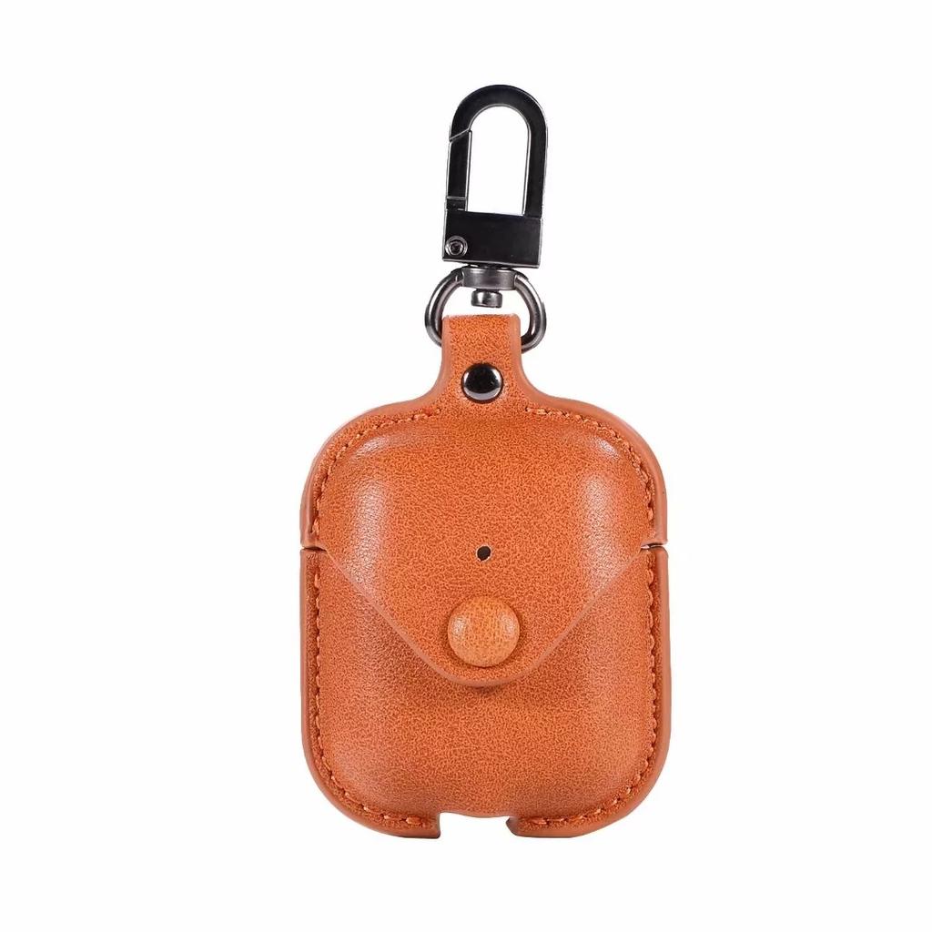 Applicable AirPods Earphone Case Retro Crazy Horse Pattern Flip Earphone Storage Leather Case Portable Hook