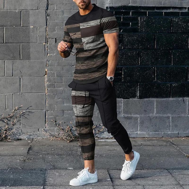 Acheter Mode hommes été pièces T-Shirt pantalon ensemble
