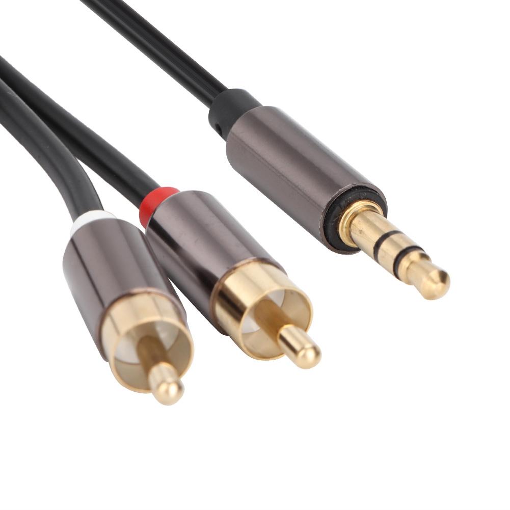 1m High Quality 3.5mm Male To 2 RCA Male Audio Adapter Cable Y Splitter Aux Cord Line (Black)