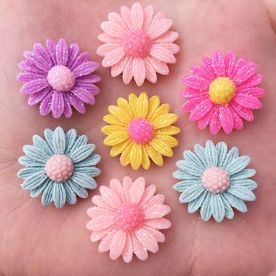 20 adet Reçine 20mm Altın Tozu Papatya Çiçeği Flatback Rhinestone