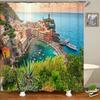 Beautiful Natural Scenery City Town Shower Curtains Bathroom Waterproof Polyester Fabric Bath Curtain Landscape Decor Curtains