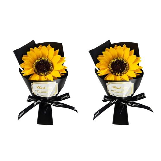 2 Pcs Mini Sunflower Bouquet Scented Artificial Soap Flower Birthday Valentine's Day Gifts