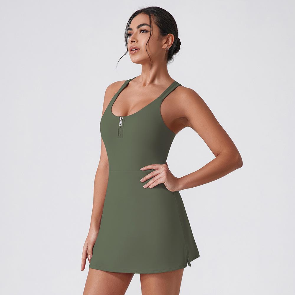 European & American Nude Anti-Exposure Sports Dress - Summer Outdoor Golf Vest, Yoga, Tennis Skirt