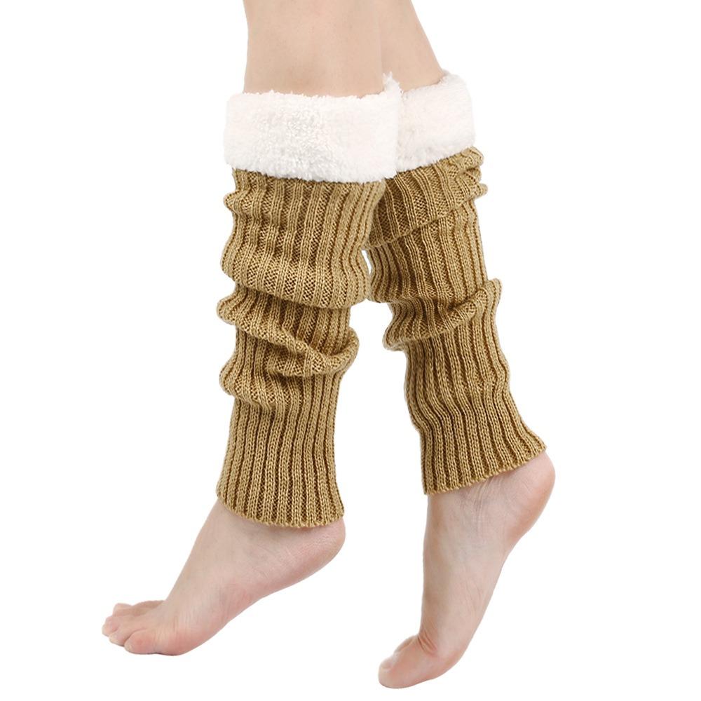 Christmas Knitted Leg Cover Candy Color Leg Warmer Stacked Christmas Leg Sleeve Thickened Foot Cover Strap Leg Socks Girls